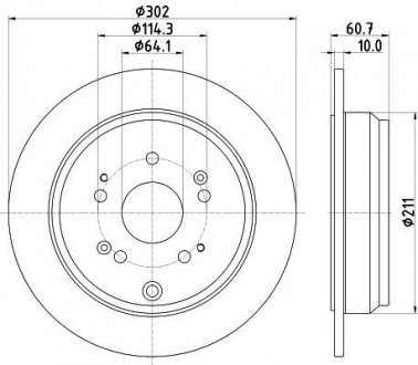 Тормозной диск зад. CR-V 07- 1.6-2.4 (PRO) HELLA PAGID 8DD355119-221 (фото 1)