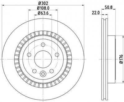 Гальмівний диск зад. XC60 08- 2.0-3.2 (PRO) HELLA PAGID 8DD355116-191 (фото 1)