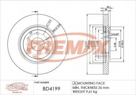 Диск тормозной передний BD-4199 Fremax BD4199 (фото 1)