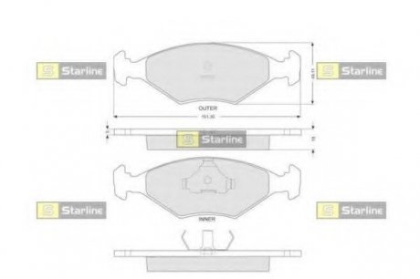 Колодки тормозные дисковые, к-кт. STARLINE BD S221 (фото 1)