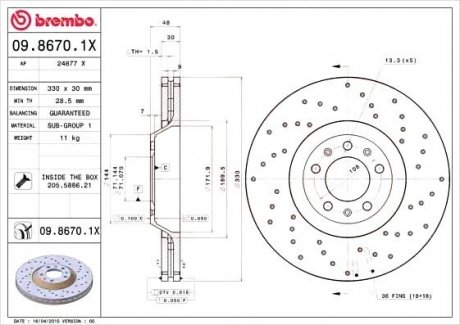 Гальмівні диски BREMBO 09.8670.1X (фото 1)