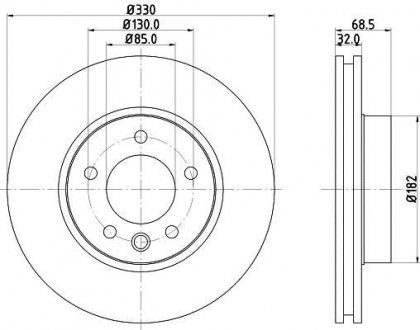 Тормозной диск перед. Touareg, Cayenne 330mm 3.0-4.2 02- (PRO) Правый HELLA PAGID 8DD355109-741 (фото 1)
