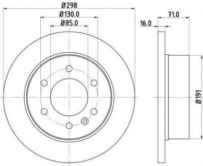 Тормозной диск зад. Sprinter, Crafter 06- (3.0-3.5t) 298mm HELLA PAGID 8DD355117-641 (фото 1)