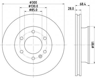 Тормозной диск перед. Sprinter, Crafter 06- (300x28) HELLA PAGID 8DD355117-621 (фото 1)