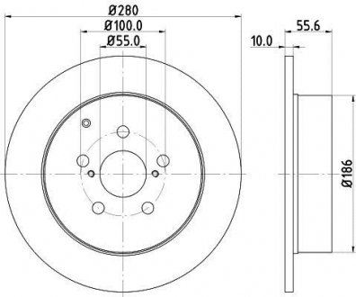 Тормозной диск зад. AVENSIS 03-08 (PRO) HELLA PAGID 8DD355111-671 (фото 1)