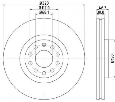 Тормозной диск перед. A4, A6 97-09 (PRO) HELLA PAGID 8DD355107-631 (фото 1)