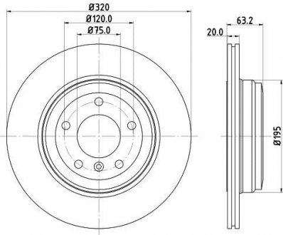 Тормозной диск зад. E60, E61 01-10 Pro HELLA PAGID 8DD355109-941 (фото 1)