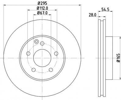 Тормозной диск W211 02-09 (PRO) HELLA PAGID 8DD355108-801 (фото 1)