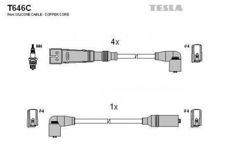 Провода высоковольтные Tesla T646C (фото 1)