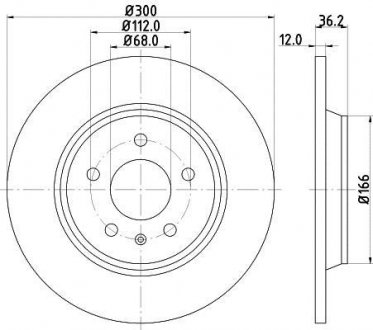 Тормозной диск зад. a4, a5, a6, a7, q5 07- (300x12) HELLA PAGID 8DD355113-931 (фото 1)