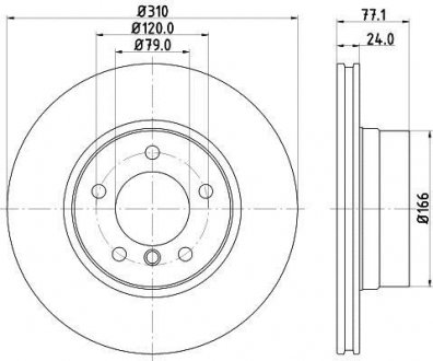 Тормозной диск перед. e60, e61 03-10 pro HELLA PAGID 8DD355109-901 (фото 1)