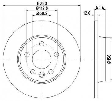 Тормозной диск зад. t4 91-03 (r15) HELLA PAGID 8DD355105-611 (фото 1)