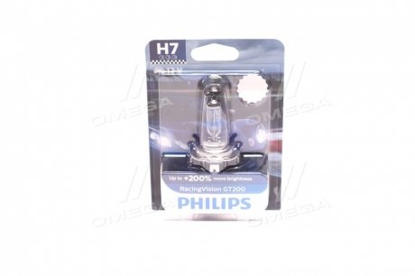 Лампа накаливания h7 racingvision gt200 +200 12v 55w px26d PHILIPS 12972RGTB1 (фото 1)