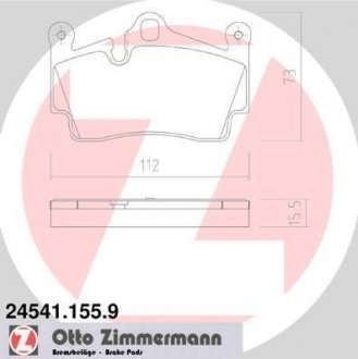 Комплект тормозных колодок, дисковый тормоз ZIMMERMANN 24541.155.9 (фото 1)