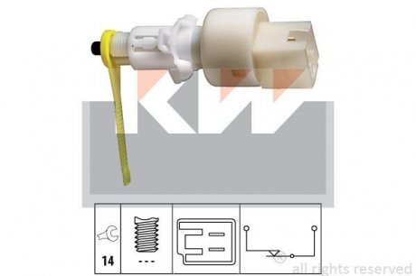 Вимикач фонаря сигнала торможения, вимикач, привод сцепления (tempomat), вимикач, привод сцепления (управление двигателем) KW 510153 (фото 1)