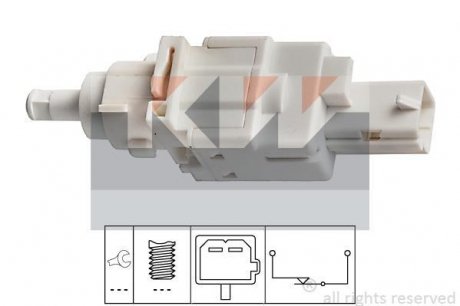 Вимикач фонаря сигнала торможения, вимикач, привод сцепления (tempomat), вимикач, привод сцепления (управление двигателем) KW 510179 (фото 1)