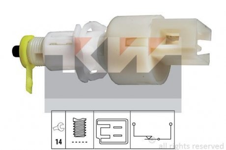Вимикач фонаря сигнала торможения, вимикач, привод сцепления (tempomat), вимикач, привод сцепления (управление двигателем) KW 510108 (фото 1)