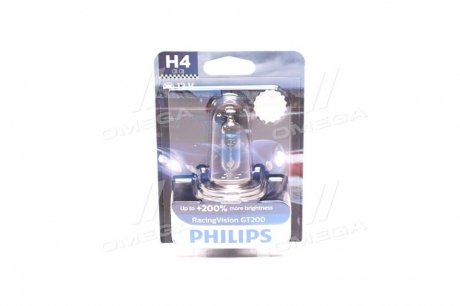 Лампа розжарювання H4 RacingVision GT200 +200 12V 60/55W P43t-38(вир-во) PHILIPS 12342RGTB1 (фото 1)