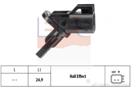 Ford датчик abs передн.c-max,focus ii,galaxy,kuga,mondeo iv,mazda 3,5,volvo 03- EPS 1.960.005 (фото 1)