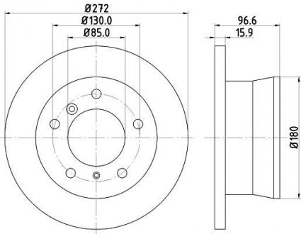 Тормозной диск зад. sprinter 308-316 96-06 (16mm) (pro) HELLA PAGID 8DD355111-901 (фото 1)