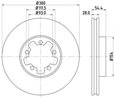 Диск гальмівний перед. Ford Transit 330/350 (300X28) 06- HELLA PAGID 8DD355113-281 (фото 1)