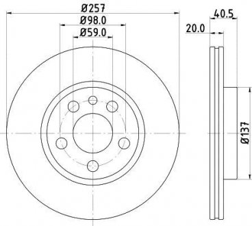 Тормозной диск перед. scudo, jumpy, expert 96-06 HELLA PAGID 8DD355105-621 (фото 1)
