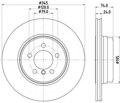 Тормозной диск зад. e65, e66, e67 03-08 (pro) HELLA PAGID 8DD355122-251 (фото 1)