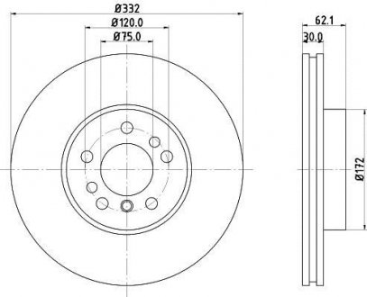 Тормозной диск пер. e83, e53 01-11 (pro) HELLA PAGID 8DD355127-631 (фото 1)