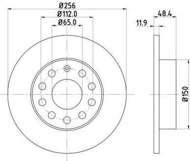 Тормозной диск зад. caddy iii (260x12) HELLA PAGID 8DD355109-641 (фото 1)