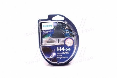 Лампа розжарювання H4 RacingVision GT200 +200 12V 60/55W P43t-38 (комплект) (вир-во) PHILIPS 12342RGTS2 (фото 1)