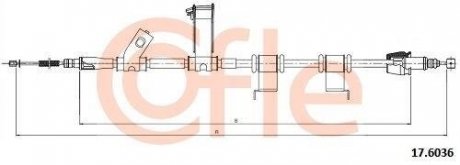 Трос стояночного тормоза COFLE 17.6036 (фото 1)