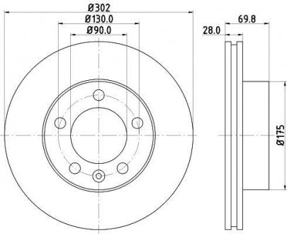 Тормозной диск перед. master, movano 10- (302mm) HELLA PAGID 8DD355117-121 (фото 1)