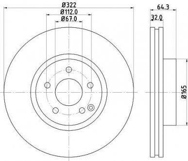 Тормозной диск перед. w204, 212, r172 07-14 HELLA PAGID 8DD355118-931 (фото 1)