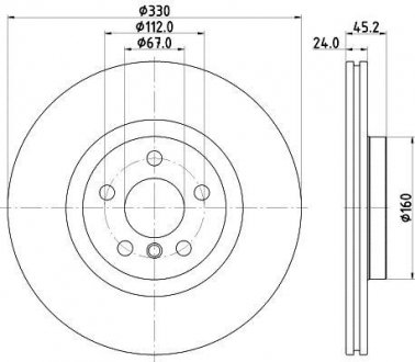 Тормозной диск перед. f40, f45, f48, f39 13- HELLA PAGID 8DD355122-641 (фото 1)