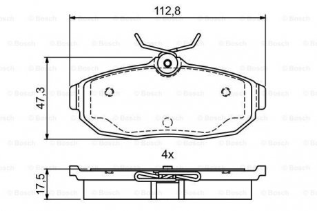 Гальмівні колодки дискові FORD Mustang "R \'\'04-10 Bosch ="0986495401" (фото 1)