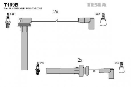 Комплект высоковольтных проводов Tesla T189B (фото 1)