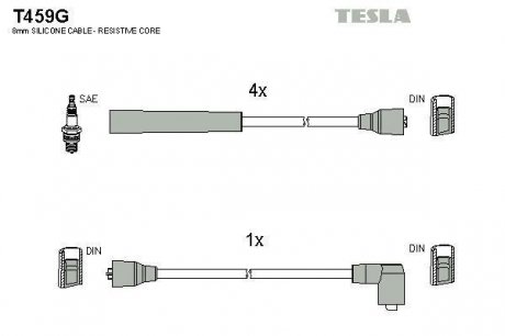 Комплект высоковольтных проводов Tesla T459G (фото 1)