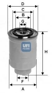 Фільтр паливний MAZDA 323 F, TOYOTA AVENSIS (вир-во) UFI 24.413.00 (фото 1)