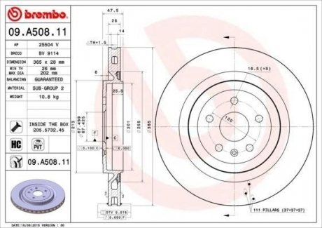 Тормозной диск BREMBO 09.A508.11 (фото 1)