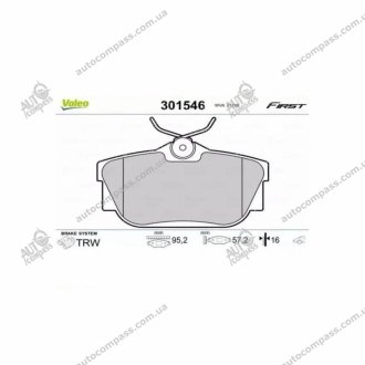 Гальмівні колодки дискові nissan, opel, renault nv300, primastar, vivaro, trafic "1,6-2,5 "r "01>> Valeo ="301546"