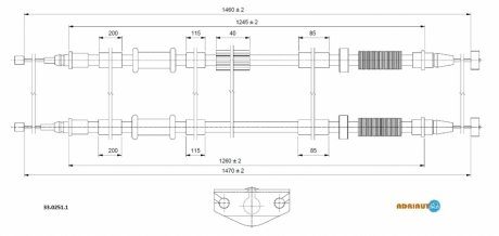 Opel трос ручного тормоза задн. 1477/1260+1462/1246 мм corsa d 06- ADRIAUTO 33.0251.1 (фото 1)