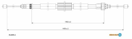 Renault трос ручного тормоза задн. лев. clio (iii) 06- ADRIAUTO 41.0291.1 (фото 1)