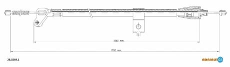 Nissan трос ручного тормоза прав. 1700/1560 мм juke 10- ADRIAUTO 28.0269.1