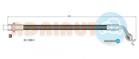 Toyota шланг тормозной задн.прав.rav 4 iii 2.0/2.2 06- ADRIAUTO 52.1299.1 (фото 1)