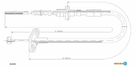 Chevrolet трос сцепления 845/580 мм matiz 0,8 05- ADRIAUTO 06.0105 (фото 1)