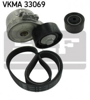 Комплект поліклиновий (ремінь+ролики) SKF VKMA 33069 (фото 1)
