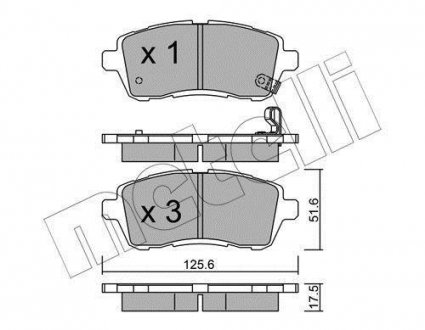 Комплект тормозных колодок, дисковый тормоз Metelli 22-0793-0 (фото 1)