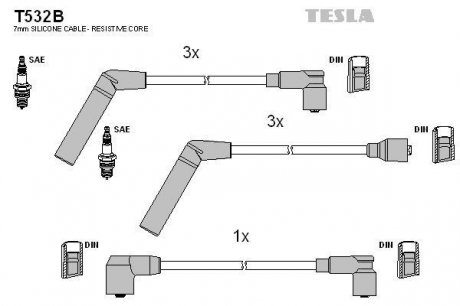 Кабель запалюванняб к-кт MMC Sigma, Diamante 90-99 3.0 V6 6G72 Tesla T532B (фото 1)