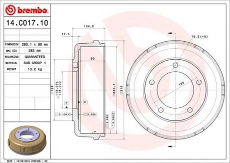 Гальмівний барабан BREMBO 14.C017.10 (фото 1)