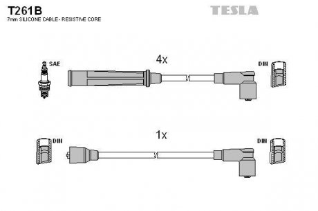 Комплект кабелiв запалювання Tesla T261B (фото 1)